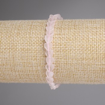 Гривна от розов кварц със сърце, 6 мм, дължина 18 см, еластична