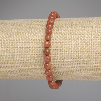 Браслет от авантюрин „Златен пясък“ с грановани мъниста, диаметър 6 мм ±, дължина 18 см ±, еластична основа