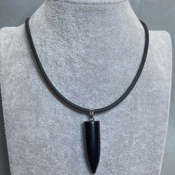 Разпродажба! Кулон от агат, топка 42×12 мм (±) на каучуков шнур, дължина 60 см + 5 см удължителна верижка