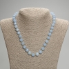 Огърлица с аквамарин, грановани ромбове, диаметър 10×9 мм, мъниста 3 мм, дължина около 45 см, с закопчалка