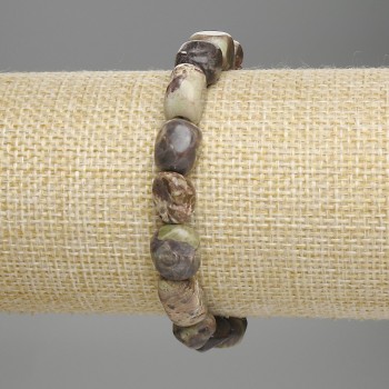 Гривна от яшма Пикасо фасетирана, диаметър 9–14×8–10 мм ±, дължина 18 см ±, еластична основа