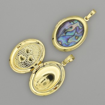 Кулон галит, овал, златист метал, 32x20 мм ± за съхранение на снимка