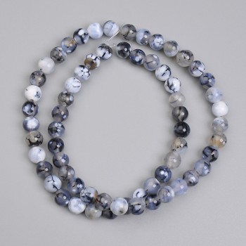 Ахатни мъниста «Вени на дракона» 6 мм гладко топче, дължина около 37 см на конец