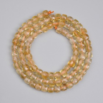 Мъниста от цитрин във форма на гранован куб 4×4 мм, дължина 39 см, на конец