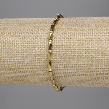 Гривна с чешки кристал златист гранован цилиндър 5×3 мм +- мъниста 2 мм+-, дължина 18 см стрейч