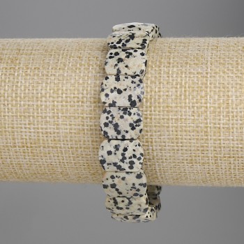 Гривна от далматинска яшма, гранована ланка 14×10 мм, дължина 18 см, еластична основа