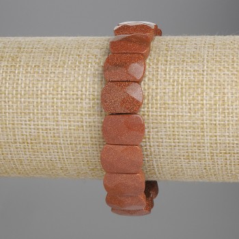 Гривна от авантюрин «Златен пясък» със грановано звено 14×10 мм ±, дължина 18 см ±, стрейч основа