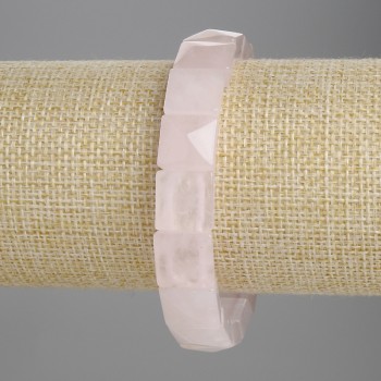 Гривна от розов кварц гранена ланка 12×12 мм ±, дължина 18 см ±, еластична