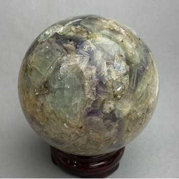 Кълбо сувенир от естествен камък флуорит, диаметър 89 мм ± тегло 1156 г