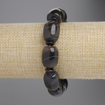 Браслет ахат барило, диаметър 18×14 мм +- рондели 6×3 мм+-, дължина 18 см +- еластична основа