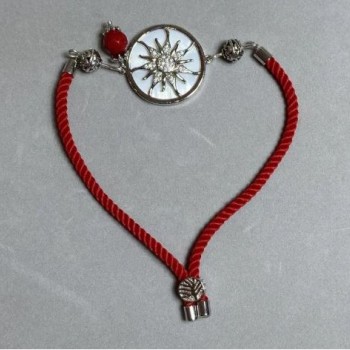 Текстилна гривна, диаметър 5,5 мм ±, регулируема, с метална вложка, диаметър 24 мм ±, сребрист метал