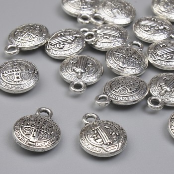 Висулка Св. Бенедикт, сребърен метал, диаметър 13×10 мм, +- фасовка 20 г. (~16 бр.)