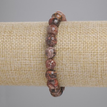 Гривна от океанска яшма, гладка мъниста, диаметър 8 мм, дължина 18 см, еластична