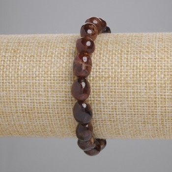 Браслет от гранат гессонит огранен, диаметър 9–13×8–10 мм, дължина 18 см