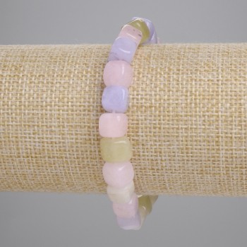 Гривна от морганит кубчета, диаметър 8 мм, дължина 18 см, стрейч