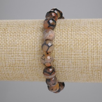 Разпродажба! Браслет ахат «Вени Дракона» гранована мъниста, диаметър около 9,5 мм, дължина 18 см ±, стрейч-основа