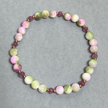 Гривна варисцит (акрил) мъниста 6 мм ±, чешки кристал рондел 4×3 мм ±, дължина 18 см ±, еластична основа