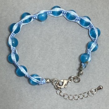 Гривна от камък котешко око — гладка мъниста, диаметър 8 мм, дължина 18 см с удължаваща верижка 5 см