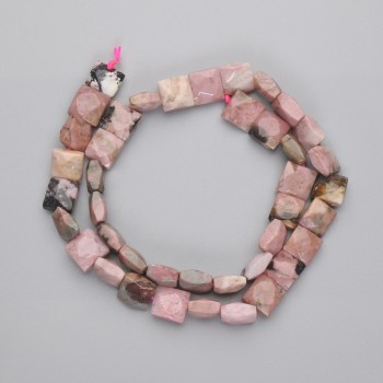 Грановани квадратни мъниста от родонит, диаметр 8 мм, 5-10×8,5-10 мм, дължина около 39 см, на конец