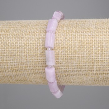 Браслет кунцит фасетиран, диаметър 9–10×6 мм ±, бисер 3 мм ±, дължина 18 см ±, еластична основа