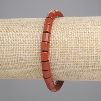 Браслет от червена яшма цилиндрични мъниста, диаметър 6x6 мм, еластична лента, дължина 18 см