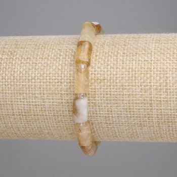 Гривна с гранен цитрин, диаметър 10, 5–11×6–6, 5 мм ±, мъниста 3 мм ±, дължина 18 см ±, на еластична основа