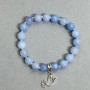 Браслет от аквамарин с гладко мънисто, диаметър около 8,5 мм ± с метални вложки, дължина 18 см ± еластична основа