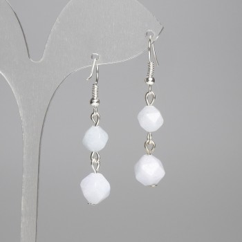 Обеци аквамарин многогранни 9,5×8 мм +- 8×7 мм +-, дължина около 45 мм