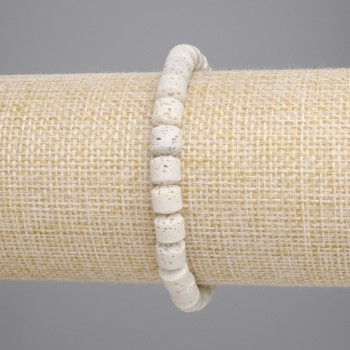 Гривна от вулканична лава с цилиндрични мъниста, диаметър 6×6 мм, дължина 18 см, еластична