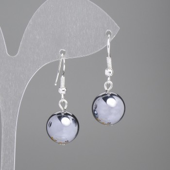 Обeци с хематит – гладко топче, диаметър 12 мм+-, дължина около 33 мм+-