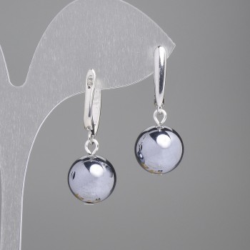 Обеци от терагерц, гладка бусина, диаметър 12 мм, дължина 30 мм