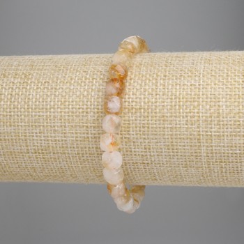 Гривна от гранен цитрин, куб 6×6 мм, дължина 18 см ± стрейч