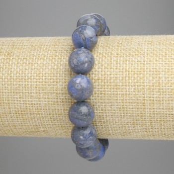 Гривна от порест корал с гладко топче 12 мм, дължина около 18 см, стреч