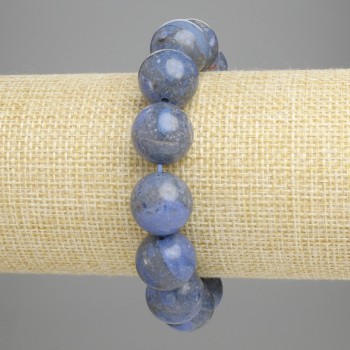 Браслет от порест корал, гладка мъниста 14 мм, дължина 18 см, стрейч