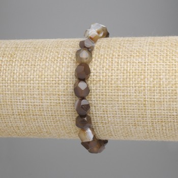 Браслет от агат с многоъгълни фасети, диаметър 8×7 мм, дължина 18 см, еластична основа