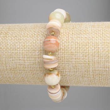 Гривна от оникс с гладка мъниста 12 мм+- фасетирана рондел, диаметър 10×2 мм+- хематит 3 мм+-, дължина 18 см+- еластична основа