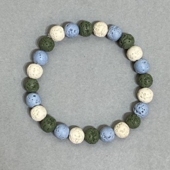 Браслет от вулканична лава – мънисти с диаметър 8 мм, дължина 18 см, еластична основа