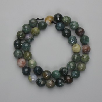 Промоция! Мъховиден ахат гранована мъниста, диаметър около 9,5 мм, дължина около 37 см на конец