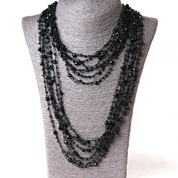 ( 140 см ) Черно паутинно колие с кръгли висулки