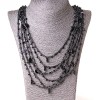 Огърлица „Паяжина“ с овални висулки, черна, дължина 70 см