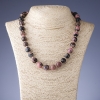 Огърлица от родонит, топчета диаметър 12 мм, дължина 44 см