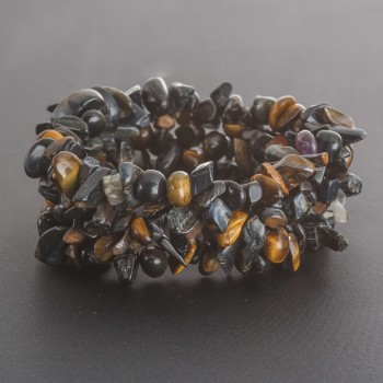 Гривна със соколино око 'камъче от естествен камък' на ластик