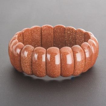 Браслет от авантюрин „Златен пясък“ на еластичен ластик, правоъгълни звена 25×12 см (±)