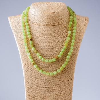 Дълго мънисто от естествен камък оникс, гладка мъниста, дължина 110 см, диаметър 8 мм