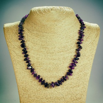 Намисто от естествен аметист «Кедрово ядро», дължина 48 см, диаметър 5×10 мм(±)