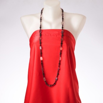 Промоционално колие дълго „Съзвездието на Орион“ от натуралeн флуорит, „чешки кристал“, дължина 120 см