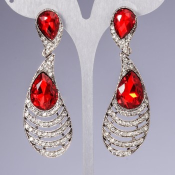 Обеци със кристали «люстра» «шанделери» «Перо»