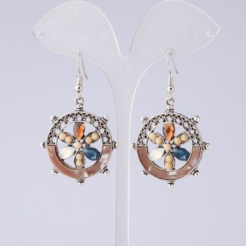 Обеци «Цвете на желанията» в цвят капучино от серия «Пурпур», дължина 5 см