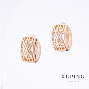 Обеци Xuping «Славянка» позлата 18K, дължина 1,5 см, дебелина 8,5 мм
