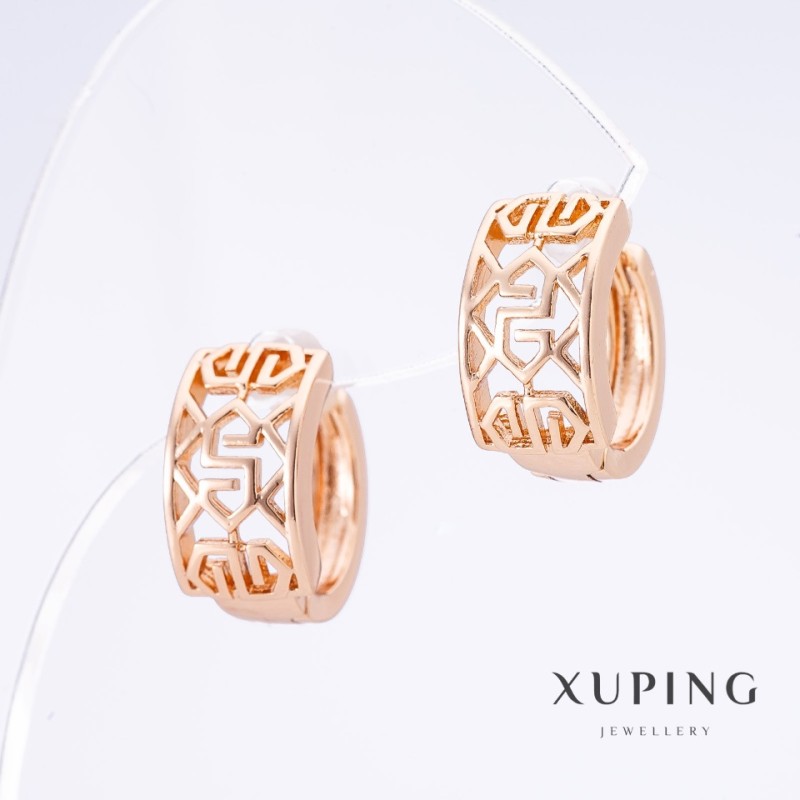 Обeци Xuping позлатени 18К, дължина 1,5 см, дебелина 8 мм